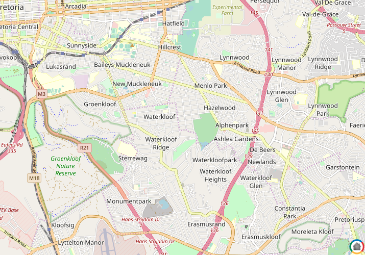Map location of Waterkloof